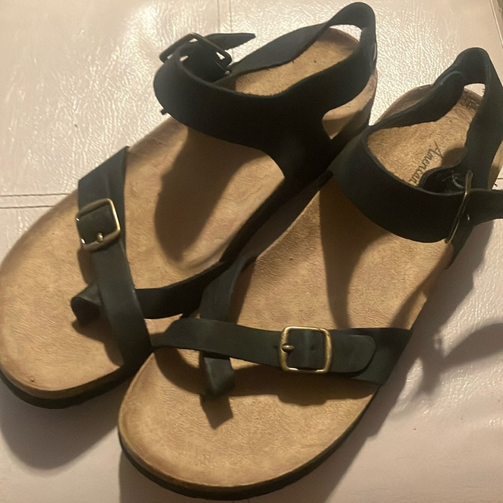 American Eagle By Payless Black Sandals with Adjustable Straps